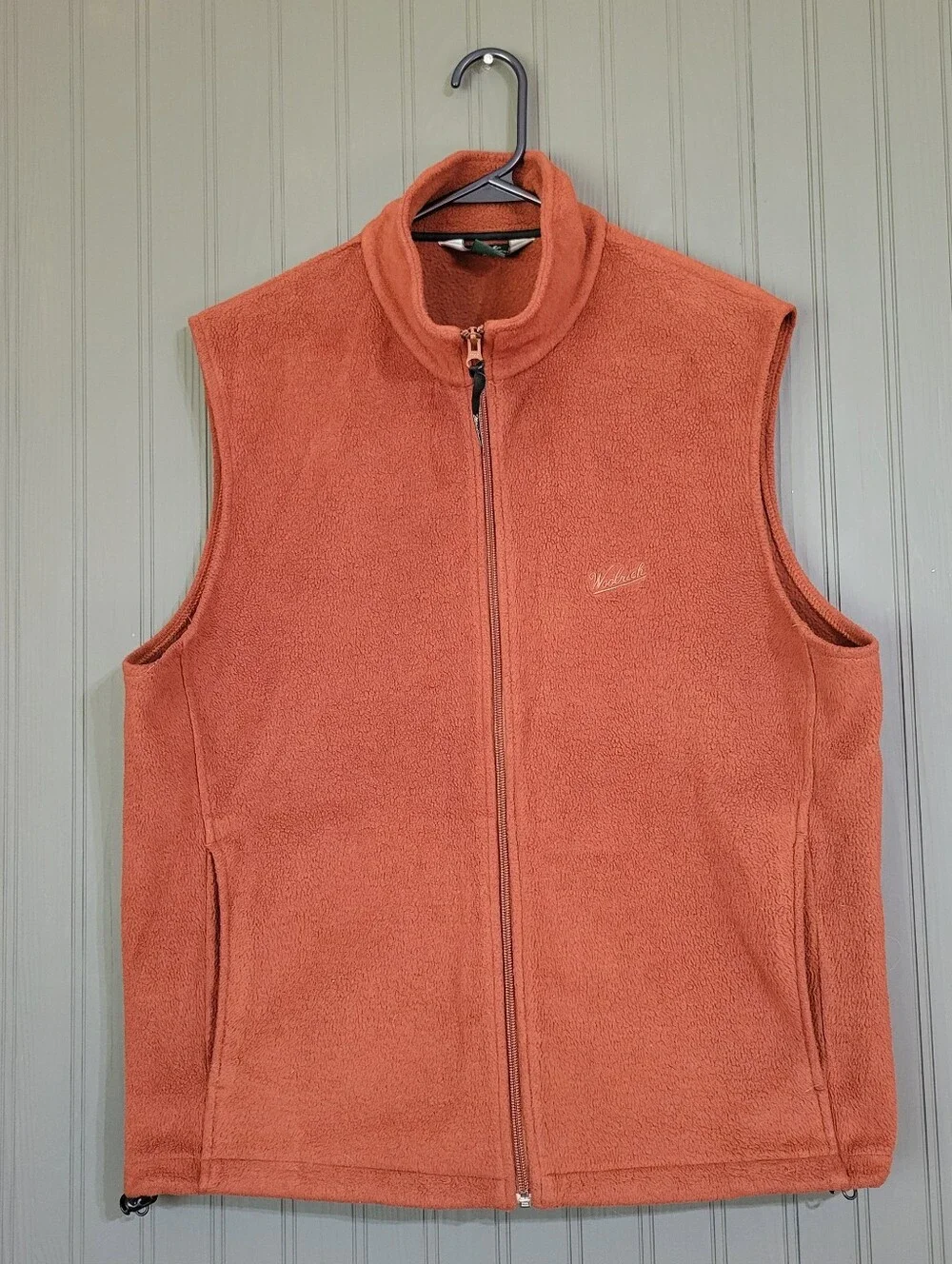 Woolrich Fleece Full-Zip Vest Sleeveless Pockets Burnt Orange Men's Large